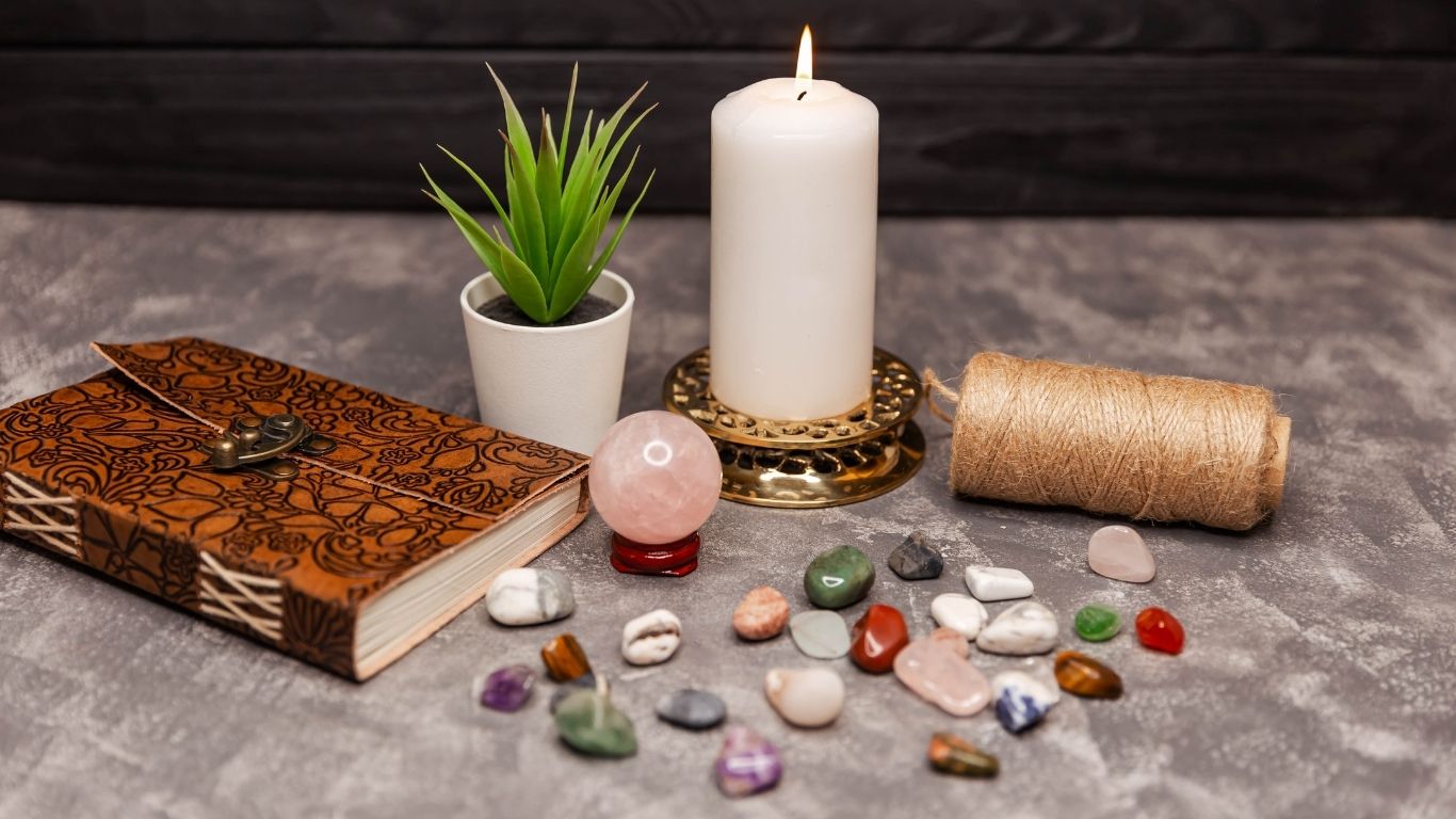Journaling with healing crystals to attract wealth